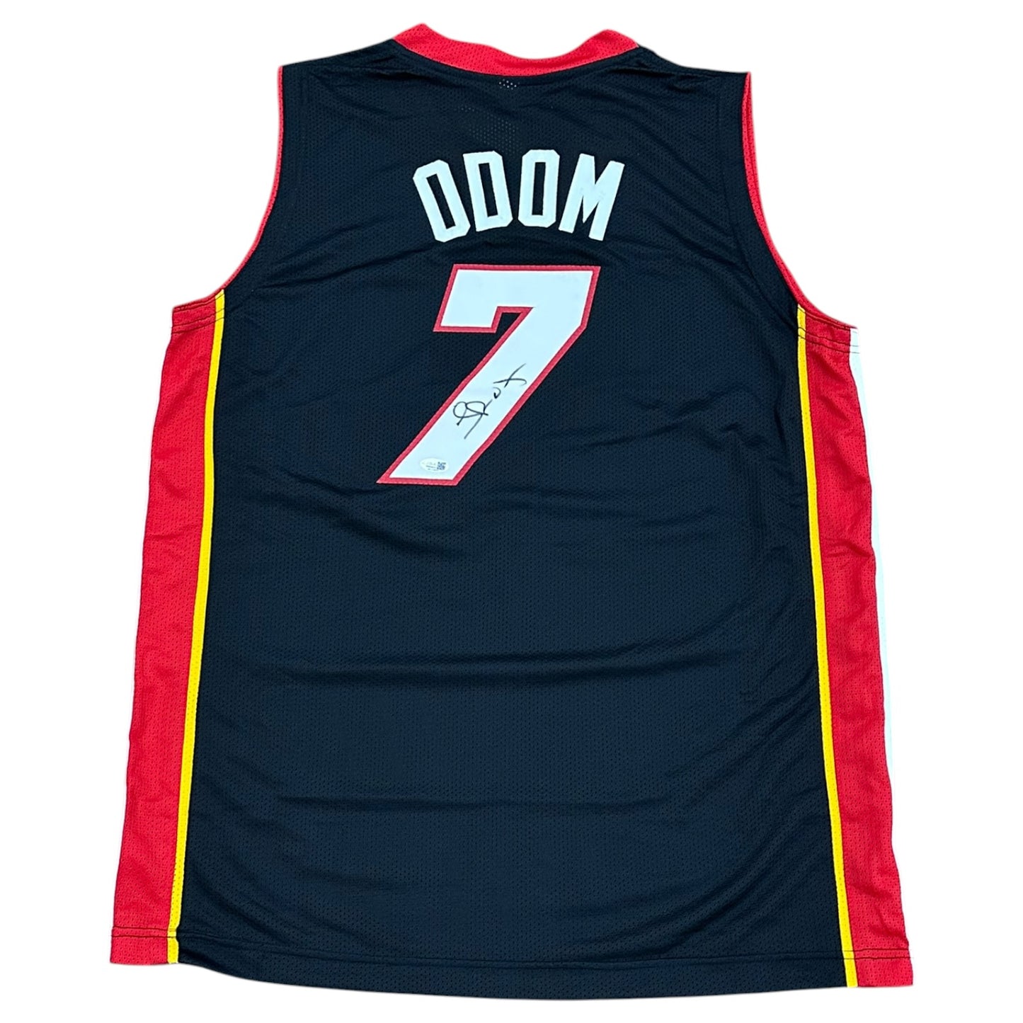 Lamar Odom Autographed Miami (Black #7) Custom Stitched Jersey - JSA