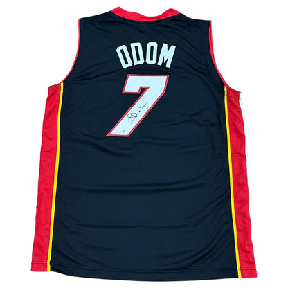 Lamar Odom Autographed Miami (Black #7) Custom Stitched Jersey - JSA
