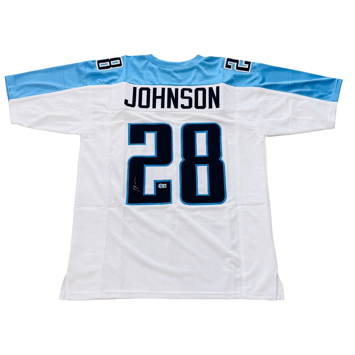 Chris Johnson Autographed Tennessee (White #28) Custom Jersey - Beckett