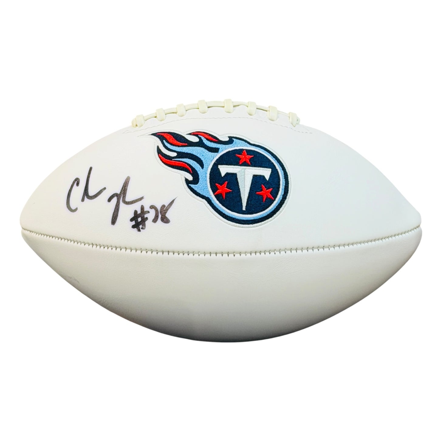 Chris Johnson Autographed Tennessee Titans Logo Football - Beckett