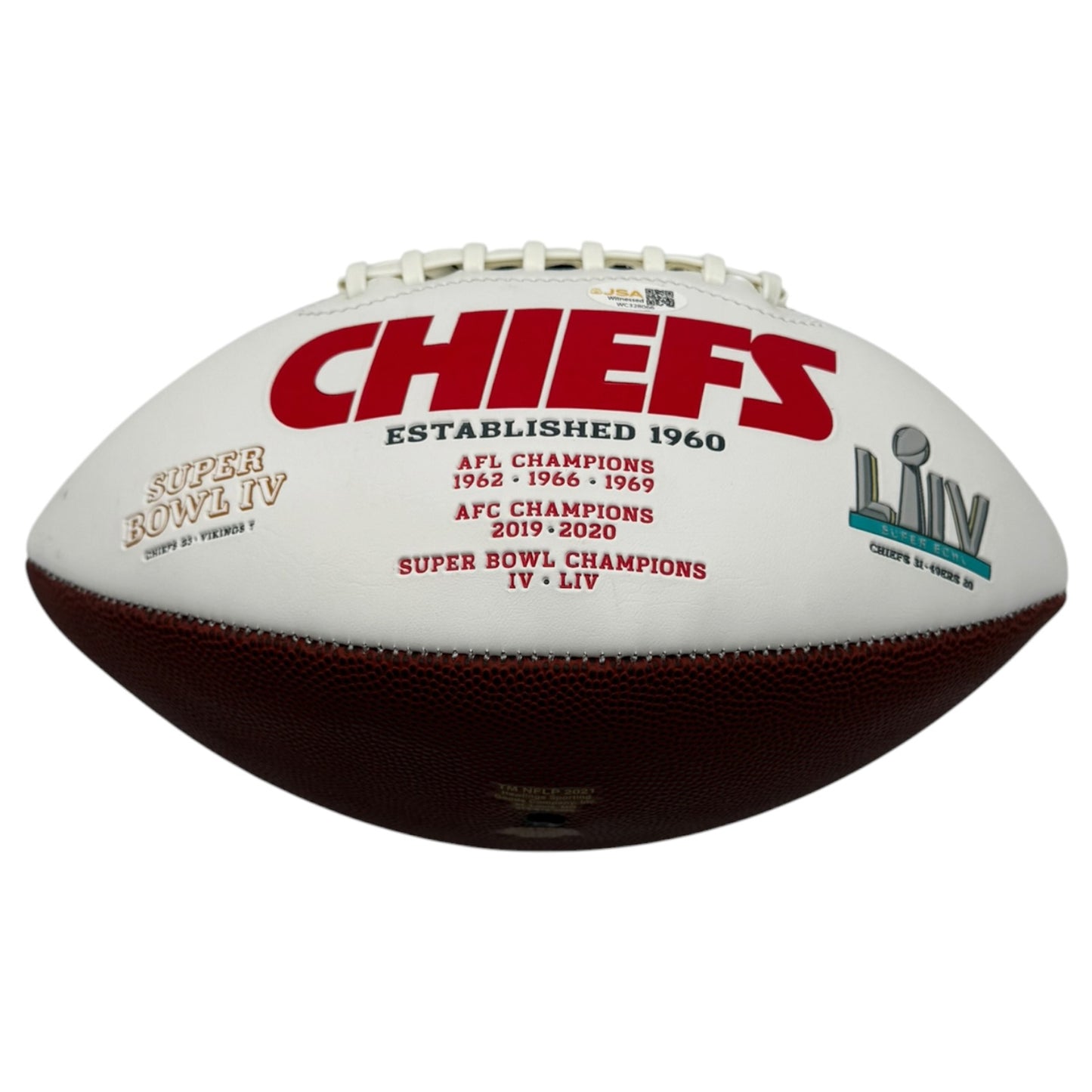 Larry Johnson Autographed Kansas City Chiefs White Panel Logo Football - JSA