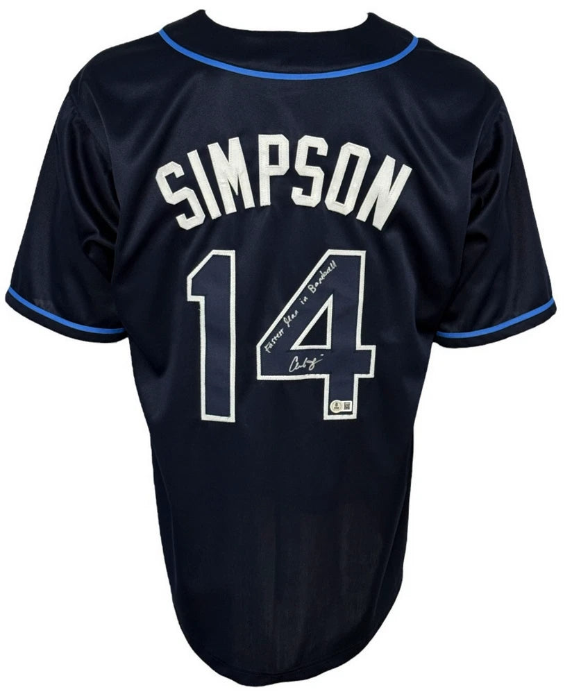 Chandler Simpson Autographed Tampa Bay (Navy Blue #14) Custom Jersey with Fastest Man Inscr - Beckett
