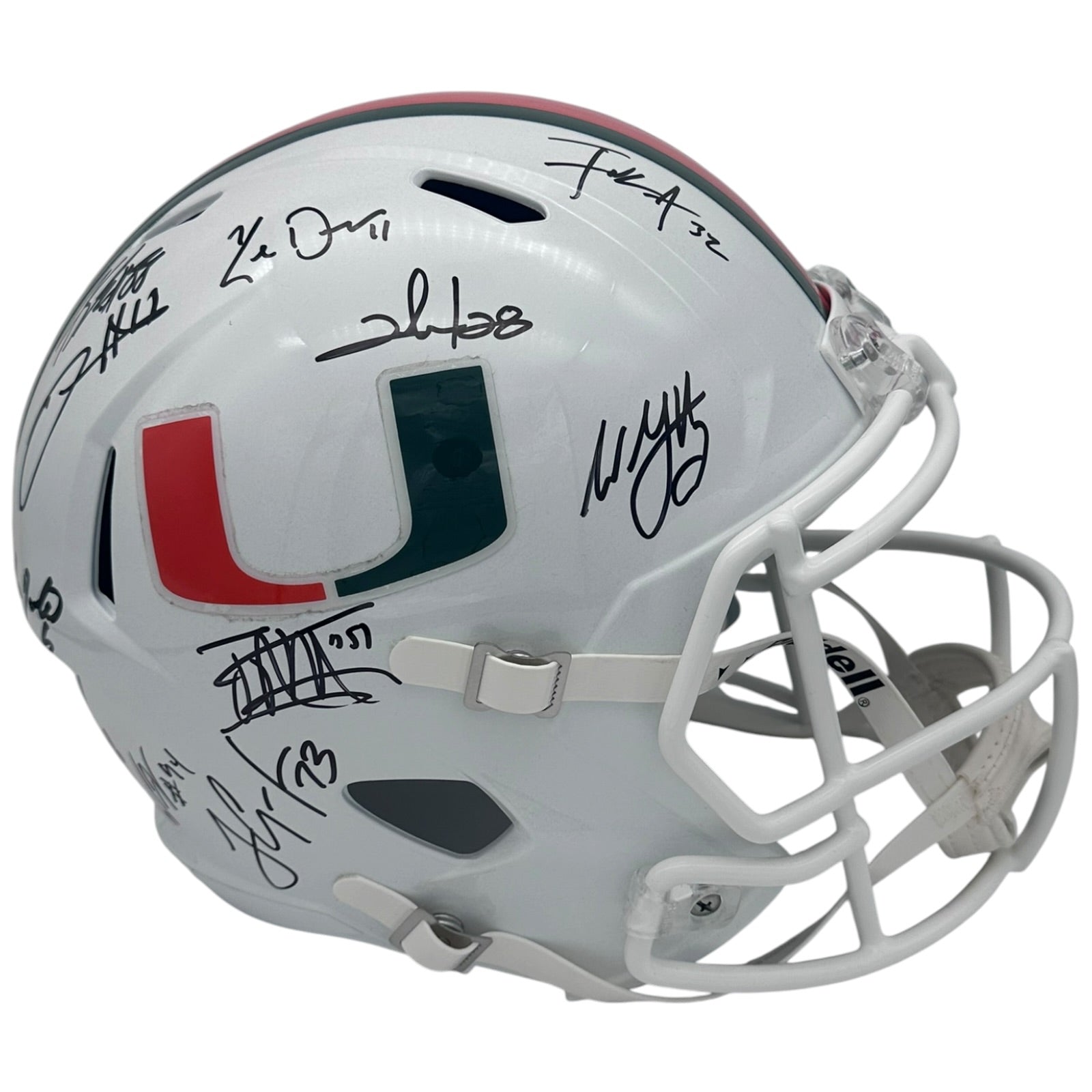 2001 Miami Hurricanes Team Autographed (Speed) Deluxe Full-Size Replica Helmet - JSA