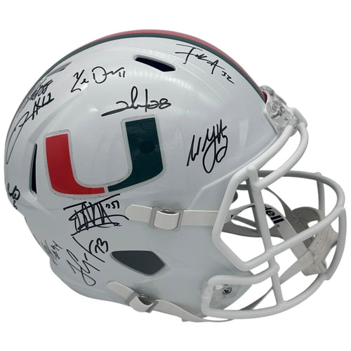 2001 Miami Hurricanes Team Autographed (Speed) Deluxe Full-Size Replica Helmet - JSA