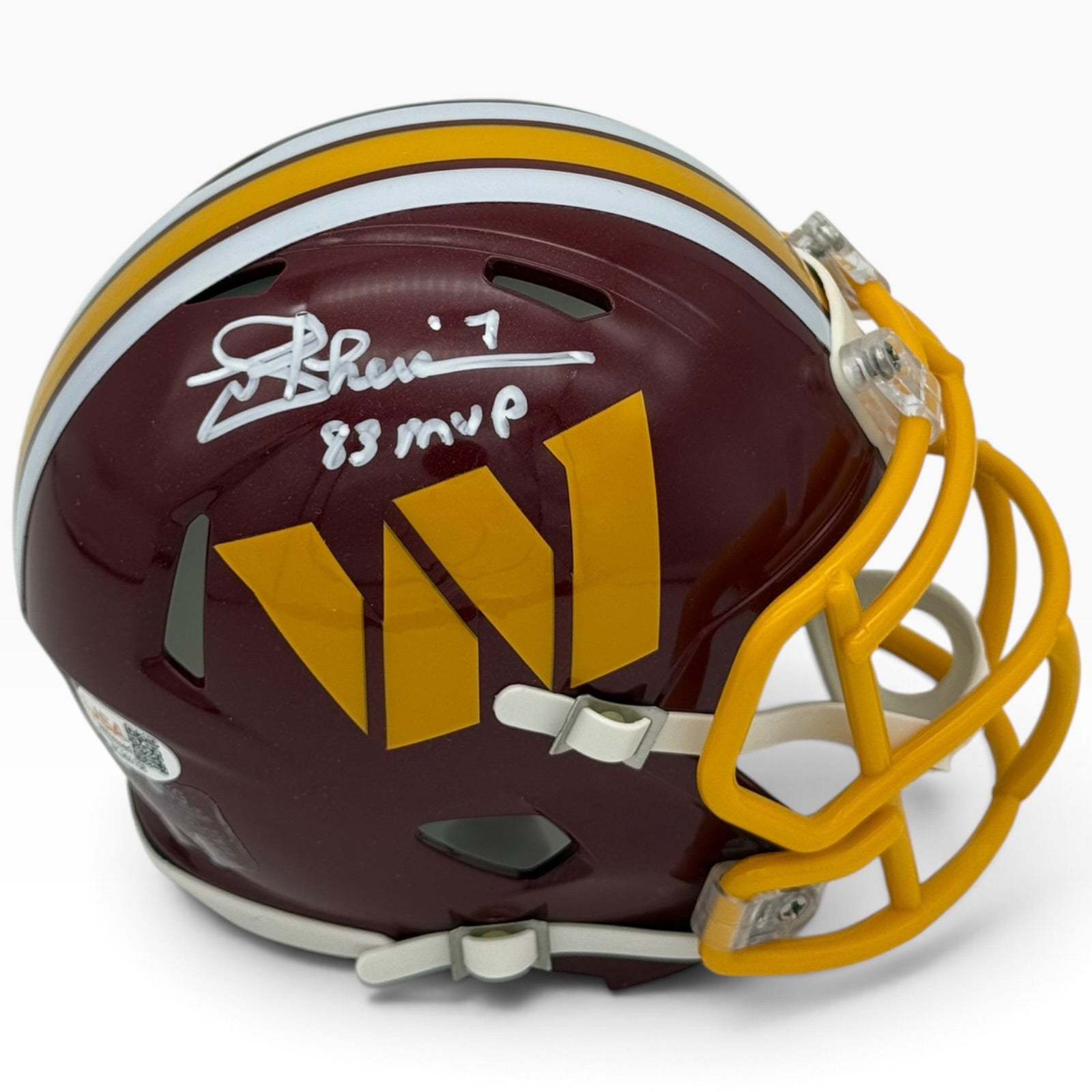 Joe Theismann Autographed Washington Commanders Mini Helmet w/ 83 MVP - JSA