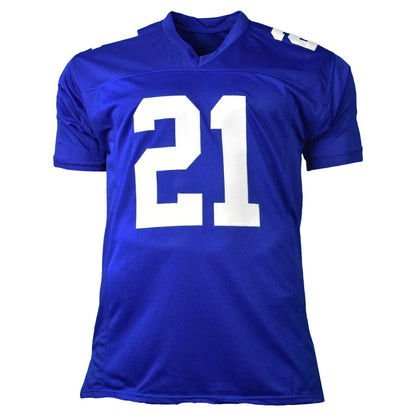 Tiki Barber Autographed New York Giants (Blue #21) Custom Jersey - JSA