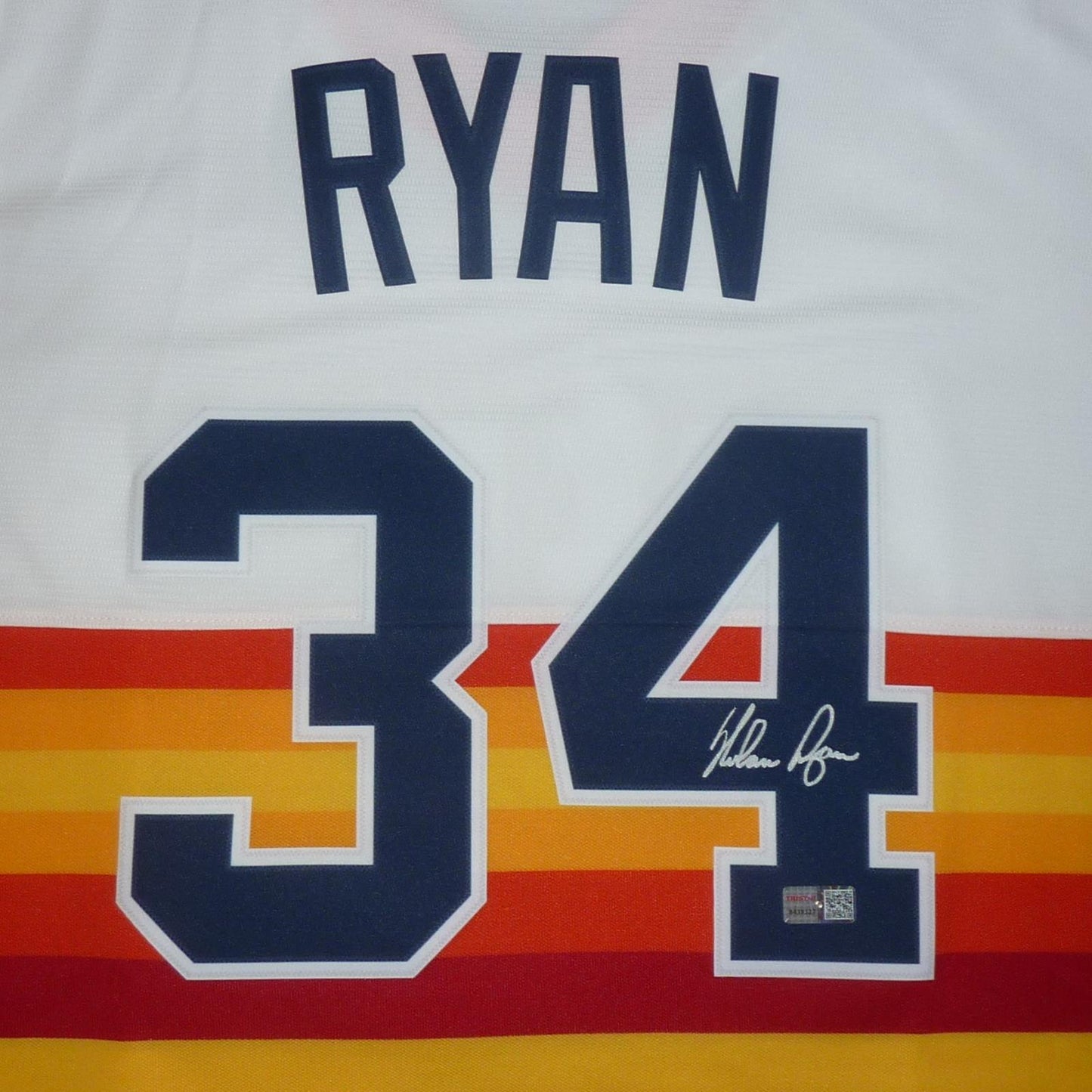 Nolan Ryan Autographed Houston Astros (Rainbow Throwback) Majestic Jersey - TriStar