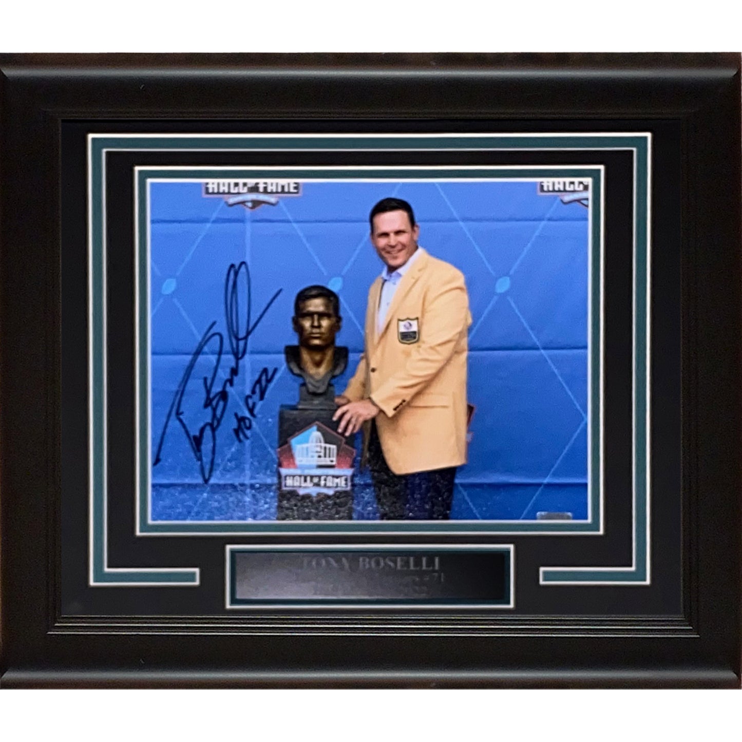 Tony Boselli Autographed Jacksonville Jaguars (HOF Bust) Deluxe Framed 11_14 Photo w/ HOF 22