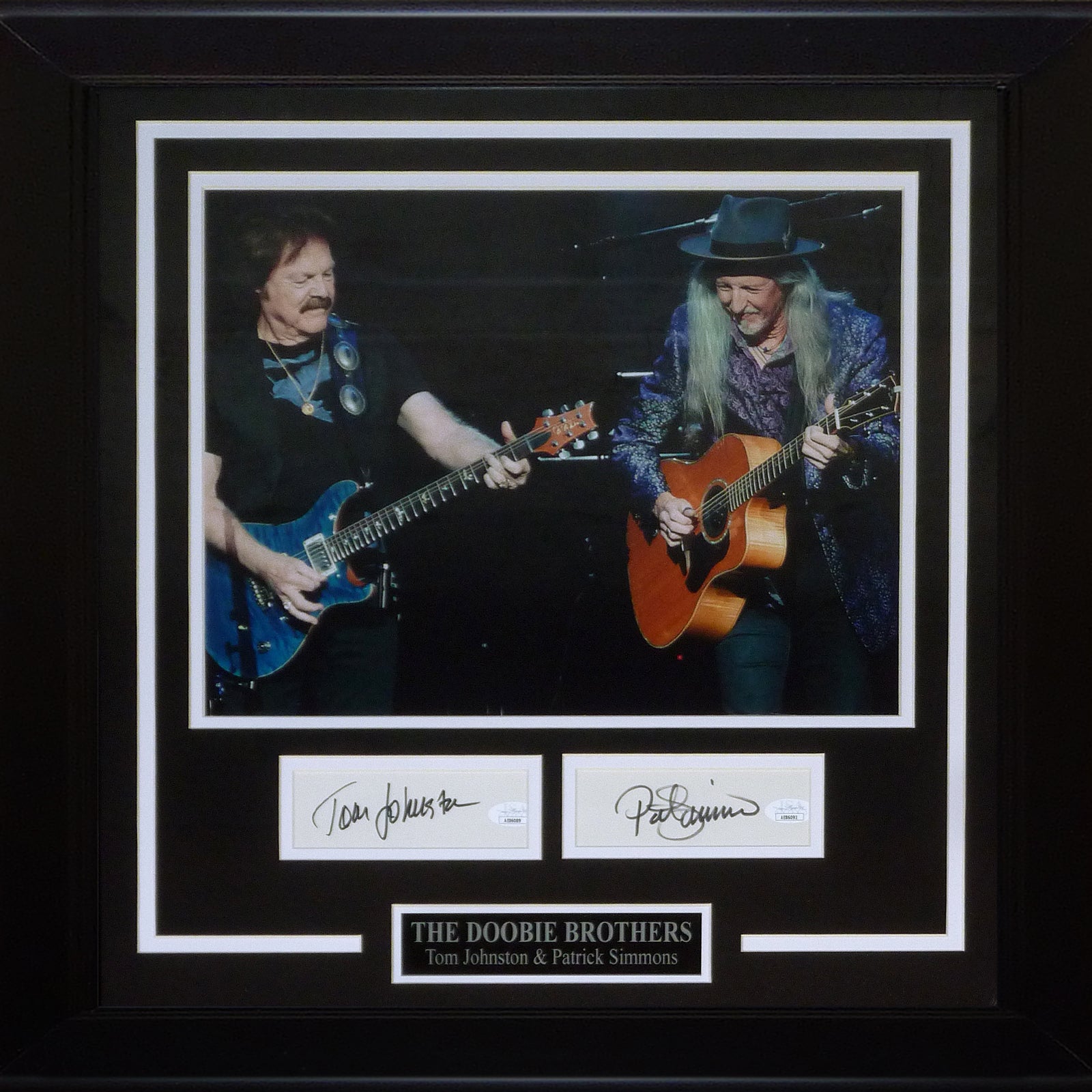 Doobie Brothers Tom Johnston And Patrick Simmons Autographed Deluxe Framed Music 11x14 Photo Frame - JSA