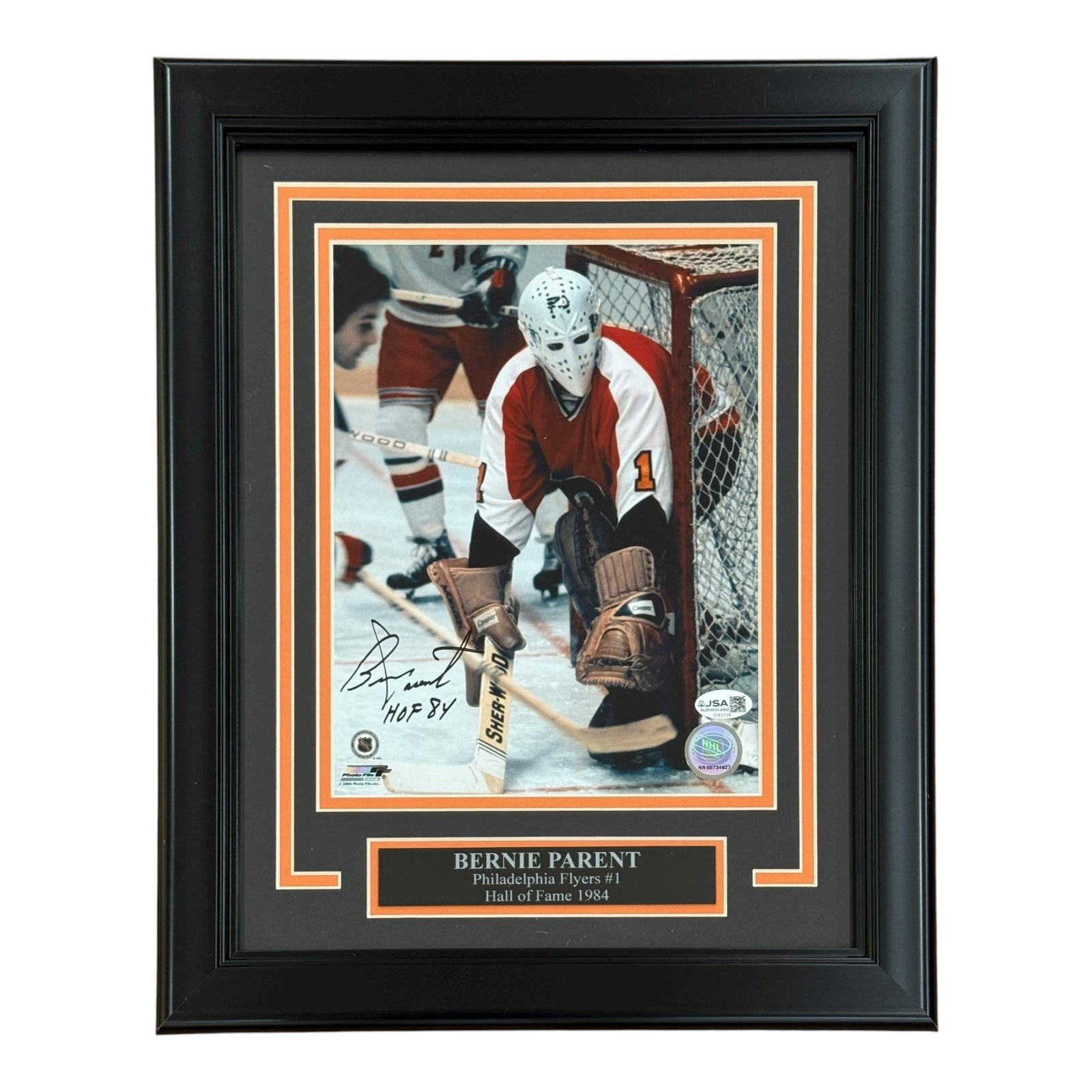 Bernie Parent Autographed Philadelphia Flyers Deluxe Framed 8x10 Photo - TriStar