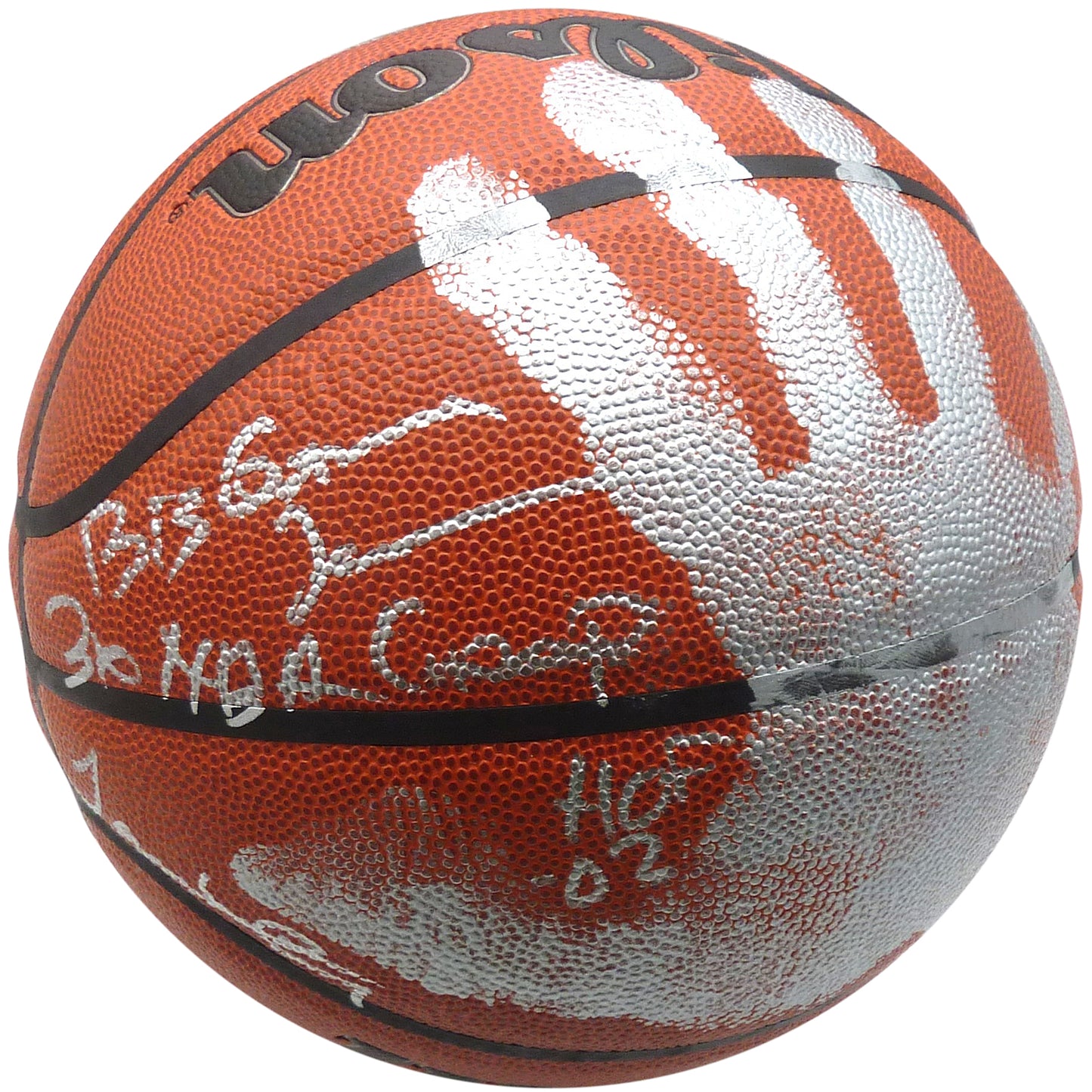 James Worthy Autographed NBA Basketball with Hand Print and Inscriptions -JSA