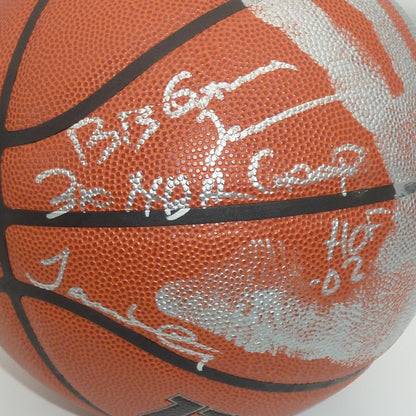 James Worthy Autographed NBA Basketball with Hand Print and Inscriptions -JSA