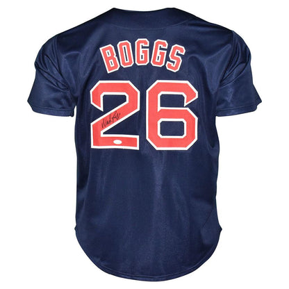 Wade Boggs Autographed Boston Red Sox (Blue #26) Jersey - JSA