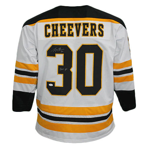 Gerry Cheevers Autographed Boston Bruins (White #33) Jersey