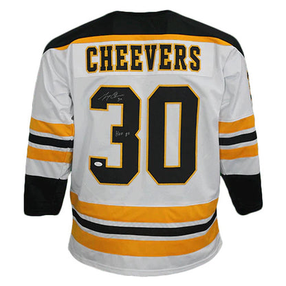 Gerry Cheevers Autographed Boston Bruins (White #33) Jersey