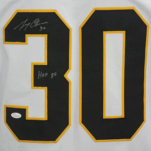 Gerry Cheevers Autographed Boston Bruins (White #33) Jersey
