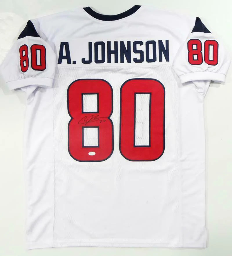 Andre Johnson Autographed Houston (White #80) Custom Jersey - JSA