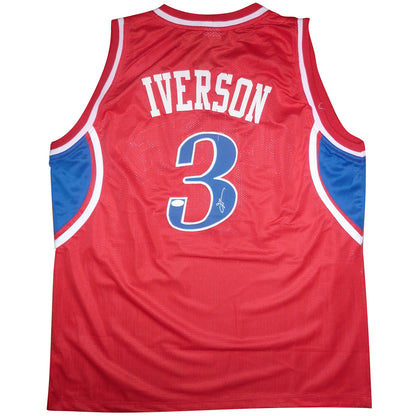 Allen Iverson Autographed Philadelphia (Red #3) Custom Basketball Jersey - JSA