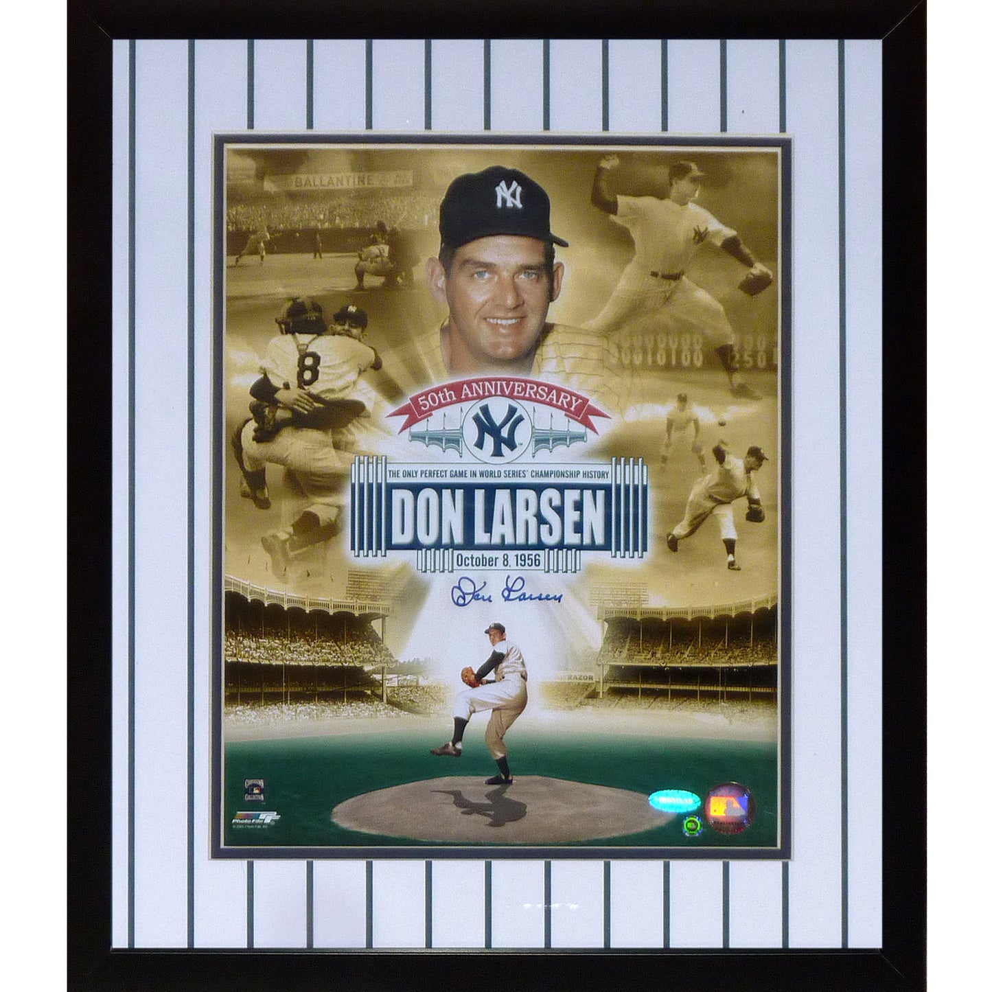 Don Larsen Autographed New York Yankees 50th Anniversary Framed 11x14 Photo