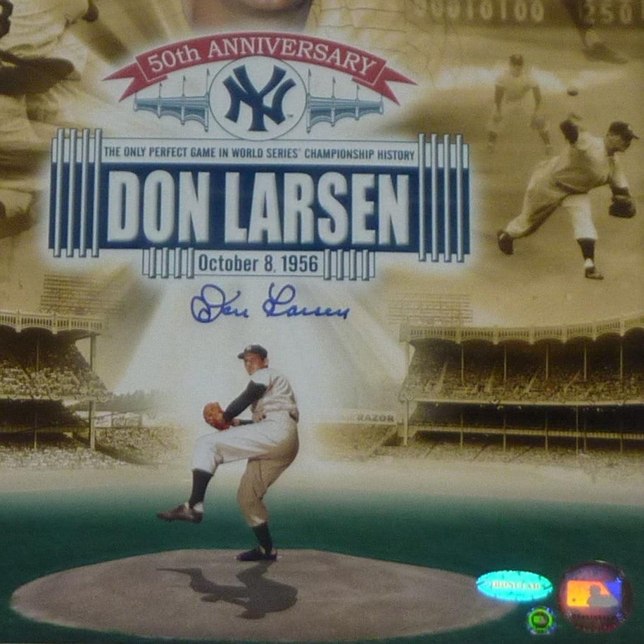 Don Larsen Autographed New York Yankees 50th Anniversary Framed 11x14 Photo
