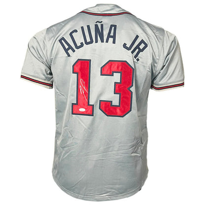 Ronald Acuna Jr. Autographed Atlanta Braves (Grey #13) Custom Jersey - JSA