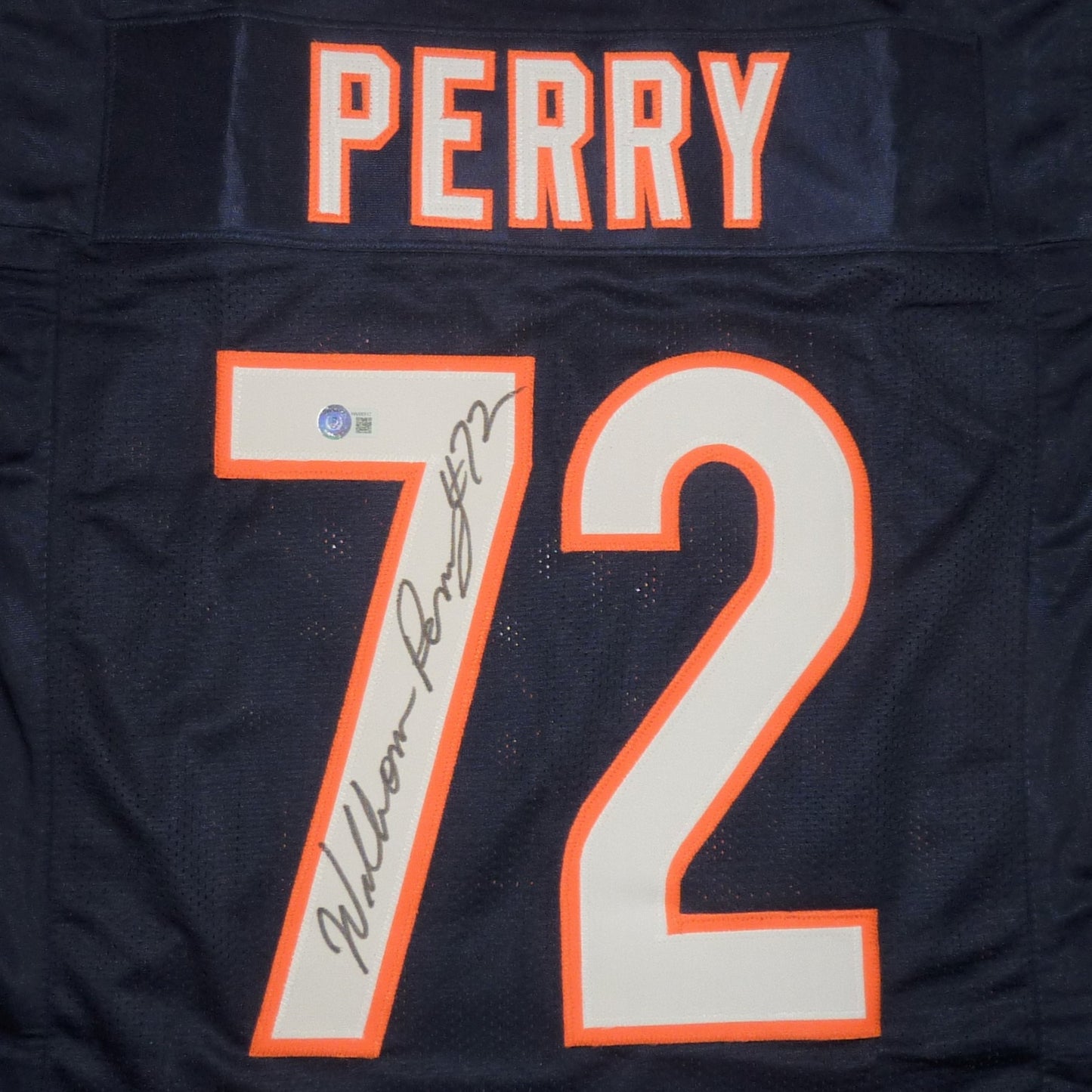 WILLIAM "THE FRIDGE" PERRY Signed Chicago (Navy Blue #72) Custom Jersey - Beckett