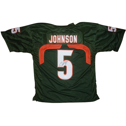 Andre Johnson Autographed Miami Hurricanes (Green #5) Custom Jersey - JSA