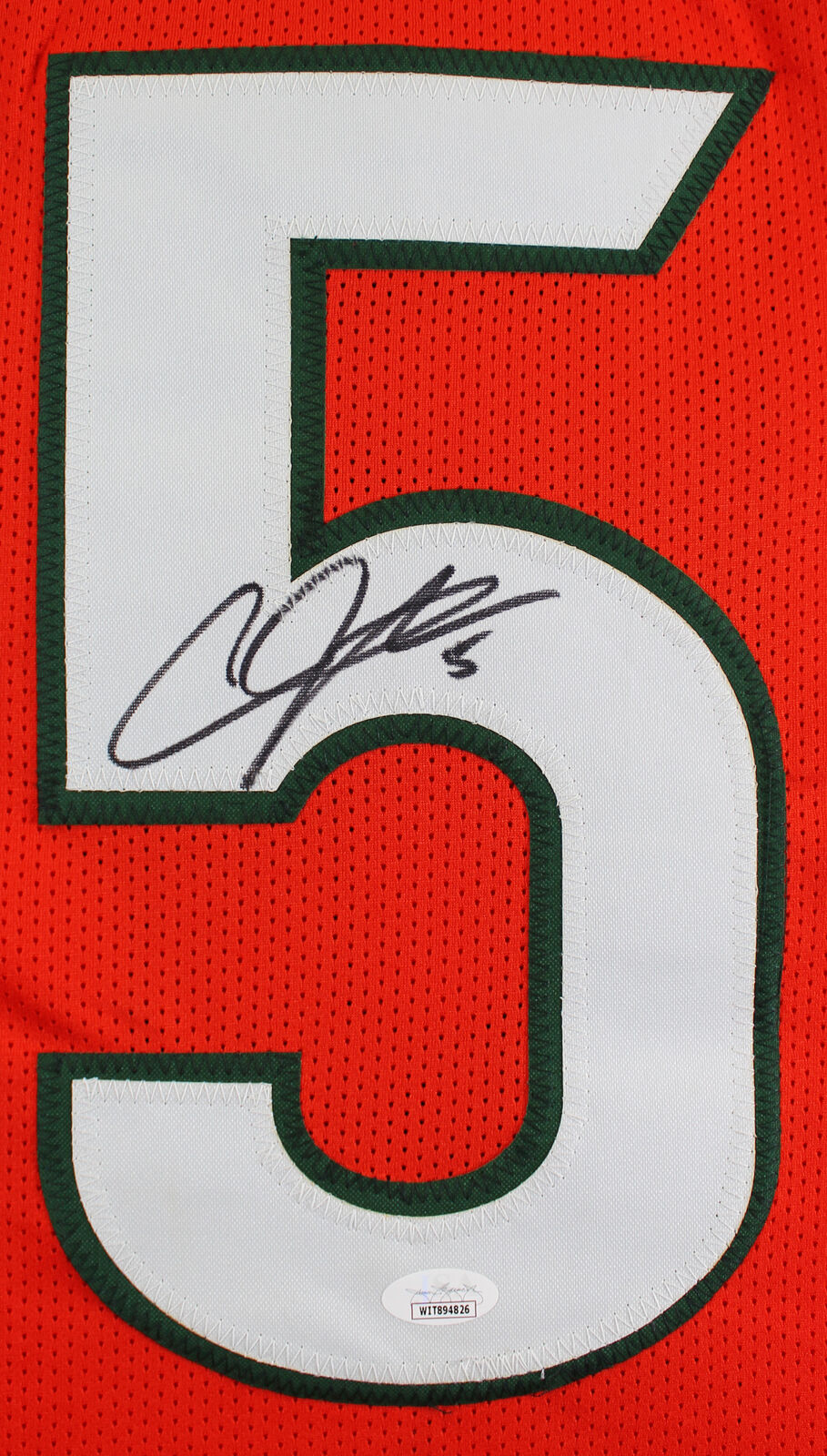 Andre Johnson Autographed Miami Hurricanes (Orange #5) Custom Jersey - JSA