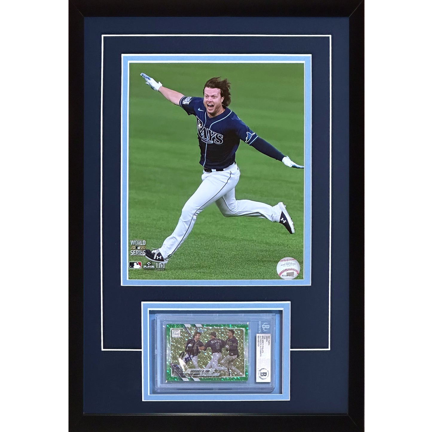 Brett Phillips Autographed Tampa Bay Rays (World Series Airplane) Card Deluxe Framed with 8x10 Photo