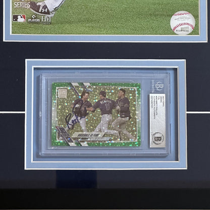 Brett Phillips Autographed Tampa Bay Rays (World Series Airplane) Card Deluxe Framed with 8x10 Photo