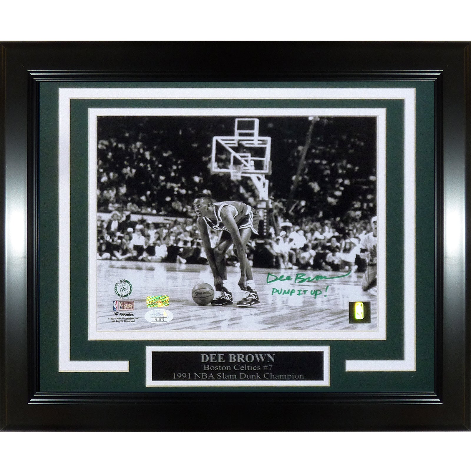 Dee Brown Autographed Boston Celtics (Pumping Reebok Shoes) Deluxe Framed 8x10 Photo w/ 