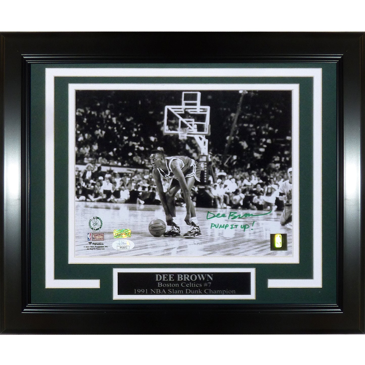 Dee Brown Autographed Boston Celtics (Pumping Reebok Shoes) Deluxe Framed 8x10 Photo w/ "Pump it Up" - JSA