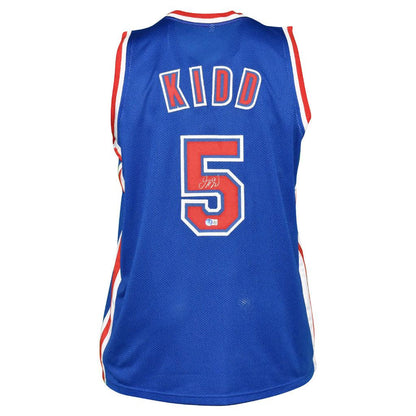 Jason Kidd Autographed New Jersey (Blue #5) Custom Basketball Jersey - JSA
