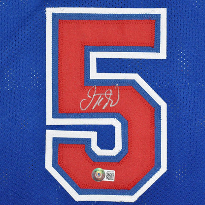 Jason Kidd Autographed New Jersey (Blue #5) Custom Basketball Jersey - JSA
