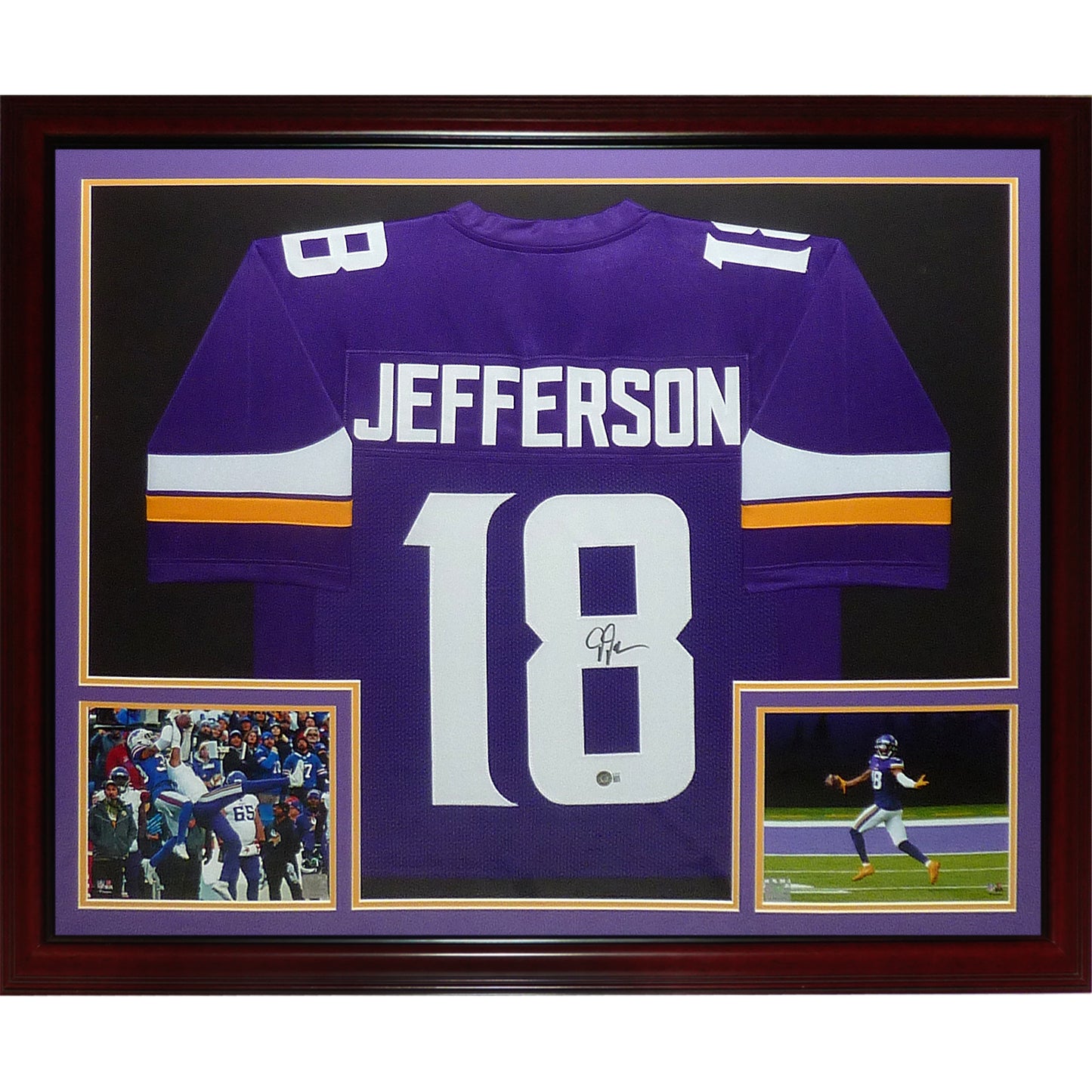 Justin Jefferson Autographed Minnesota Vikings (Purple #18) Deluxe Framed Jersey - Beckett