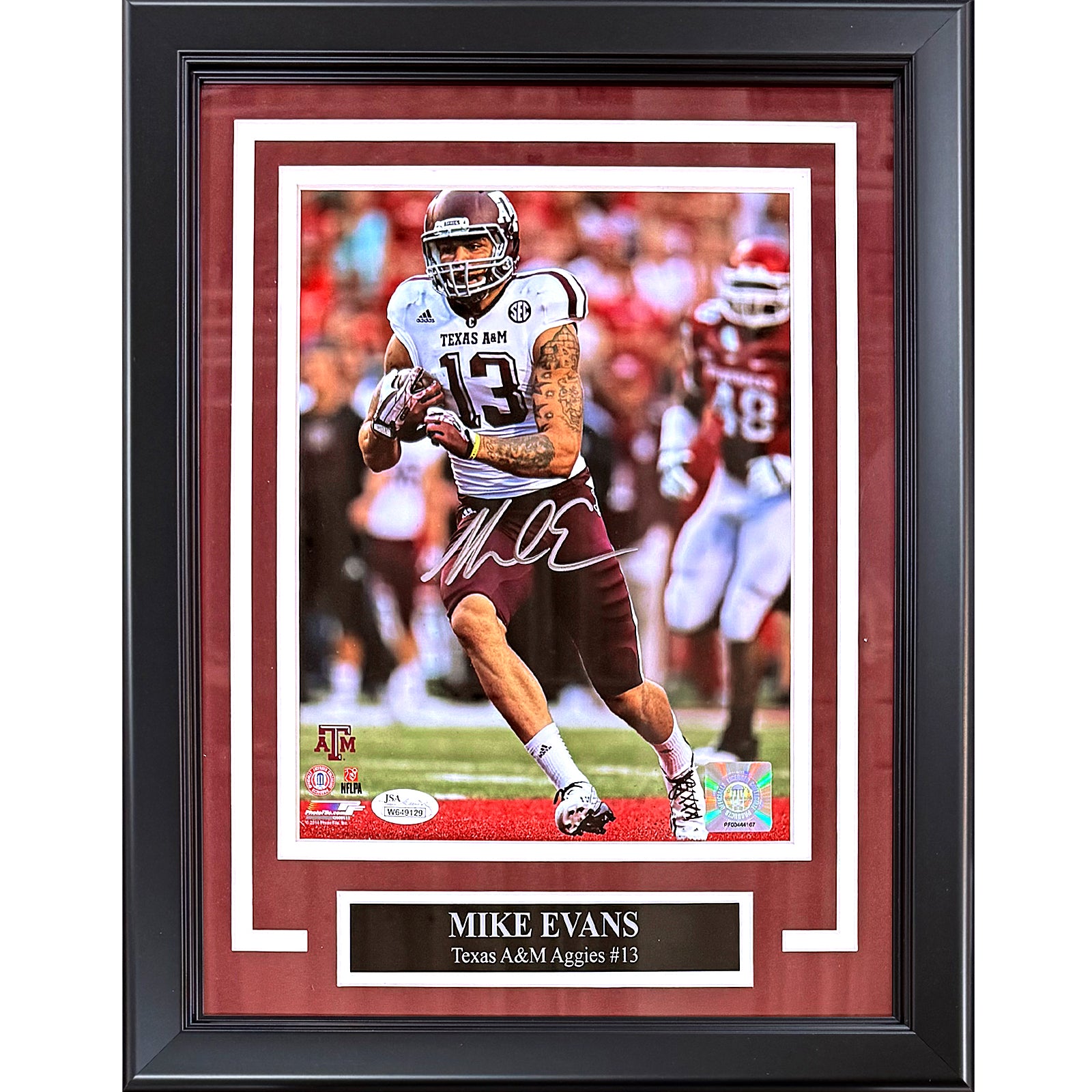 Mike Evans Autographed Texas AM Aggies (White Jersey) Deluxe Framed 8x10 Photo - JSA