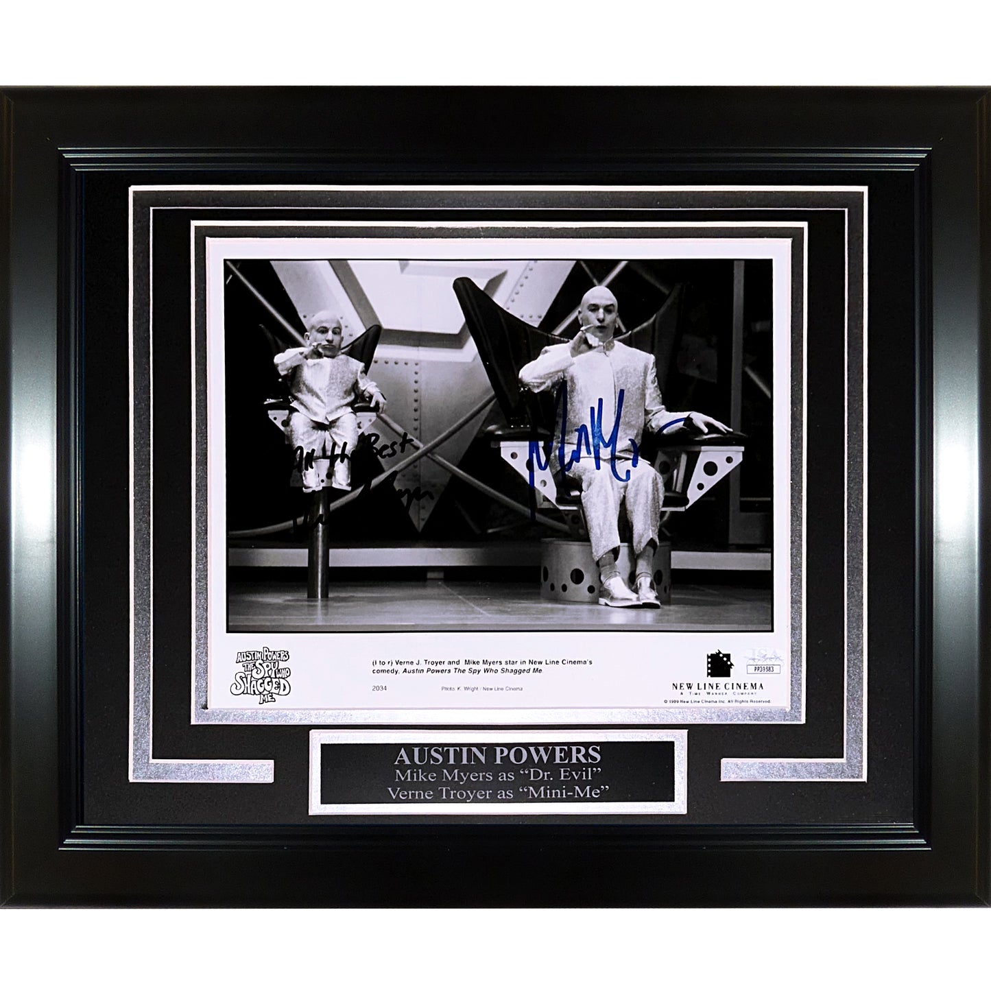 Mike Myers And Verne Troyer (Dr Evil with Mini Me) Autographed Austin Powers Deluxe Framed 8x10 Photo
