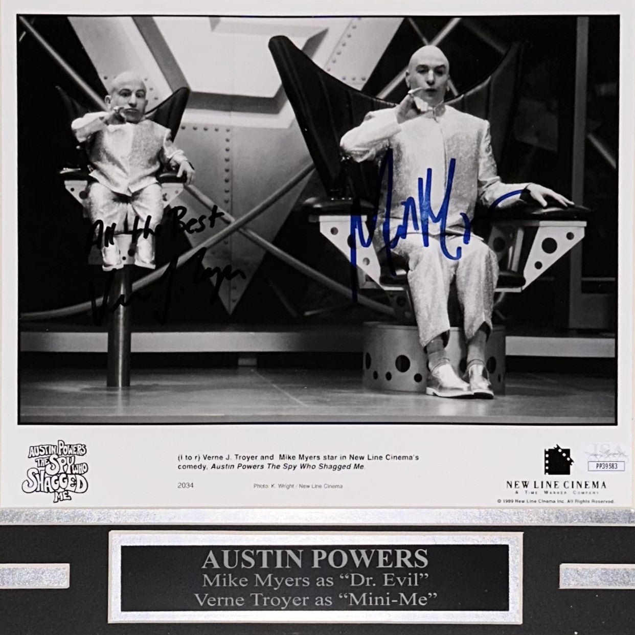 Mike Myers And Verne Troyer (Dr Evil with Mini Me) Autographed Austin Powers Deluxe Framed 8x10 Photo