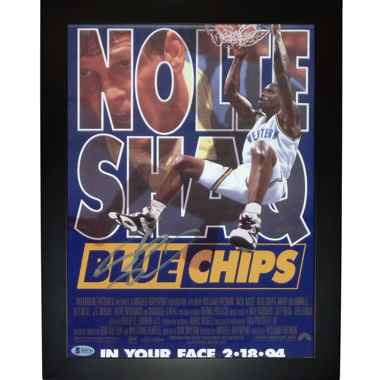 Shaquille O'Neal Autographed "Blue Chips" Framed 11x17 Framed Movie Poster - Beckett