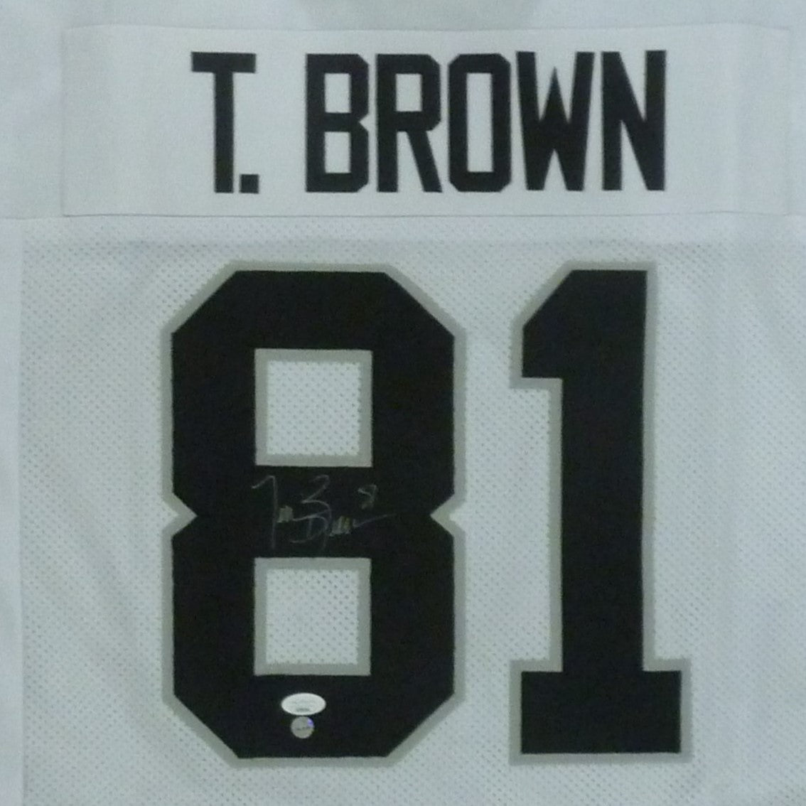 Tim Brown Autographed Oakland (White #81) Custom Jersey Beckett