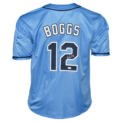 Wade Boggs Autographed Tampa Bay (Light Blue) Custom Baseball Jersey - JSA