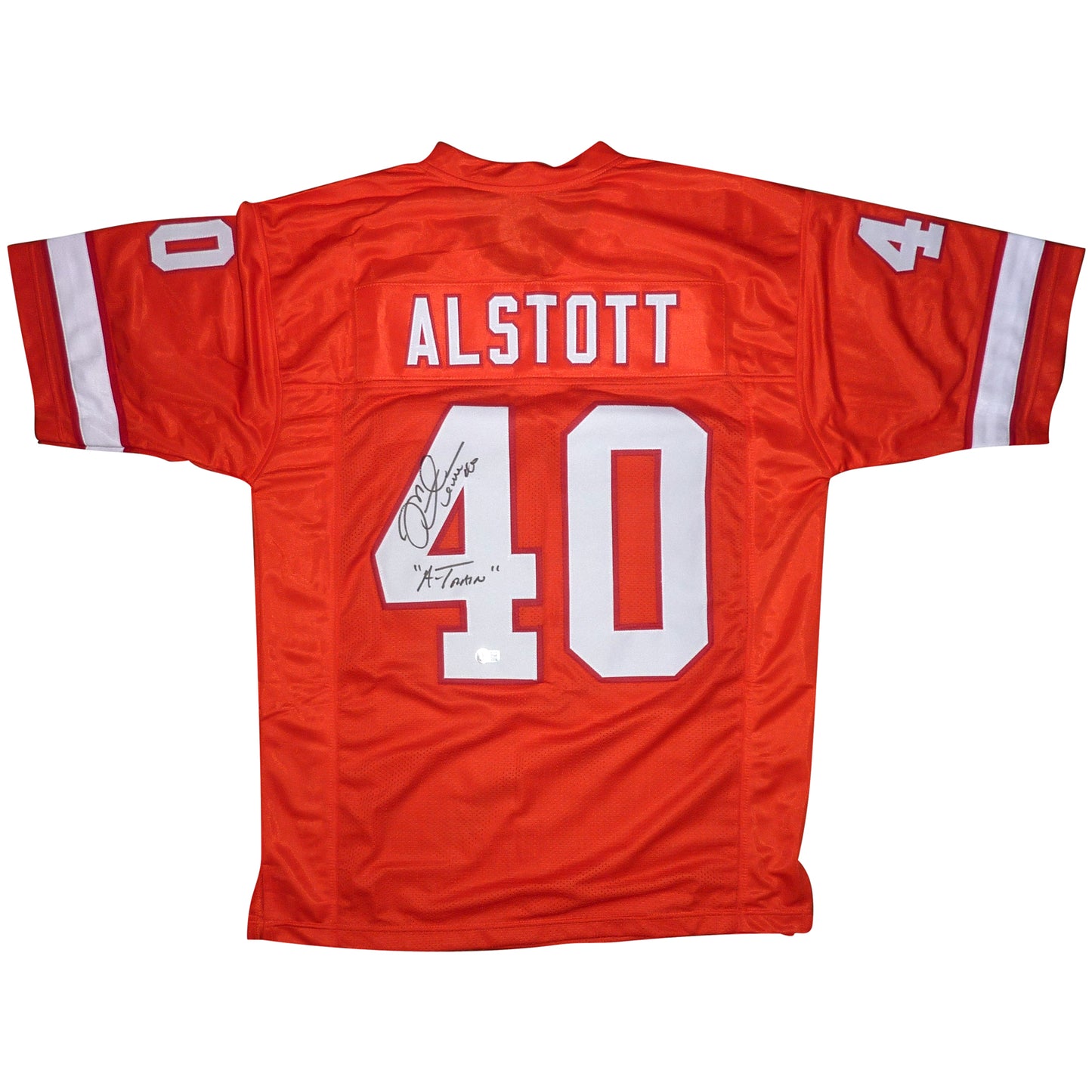 Mike Alstott Autographed Tampa Bay (Throwback Creamsicle #40) Custom Jersey w/ "A-Train" - Beckett