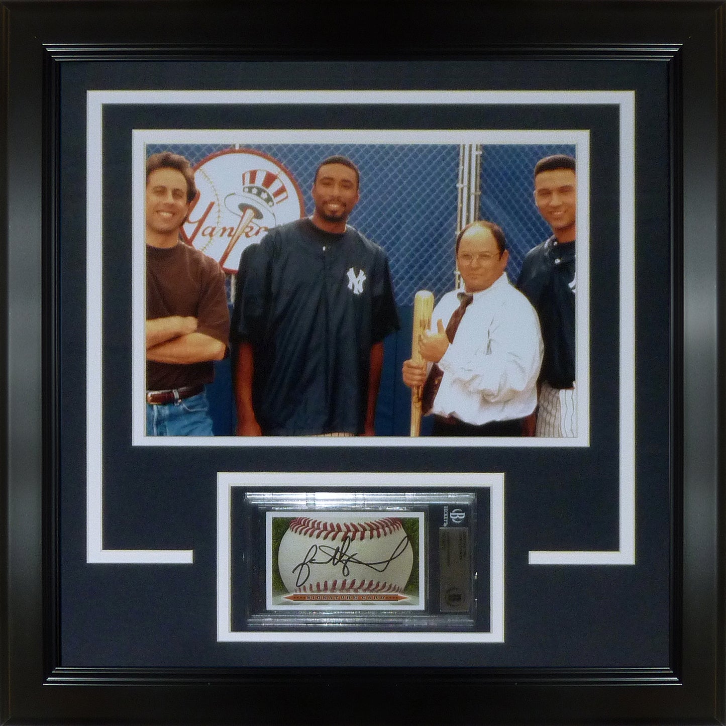 Jason Alexander Autographed Card Deluxe Framed with Seinfeld New York Yankees 8x10 Photo - Beckett