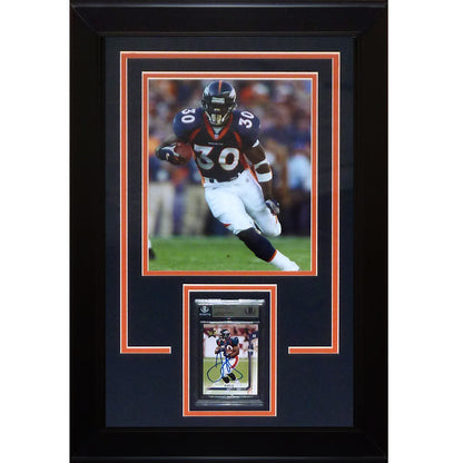Terrell Davis Autographed Football Card Deluxe Framed with Denver Broncos 8x10 Photo - Beckett
