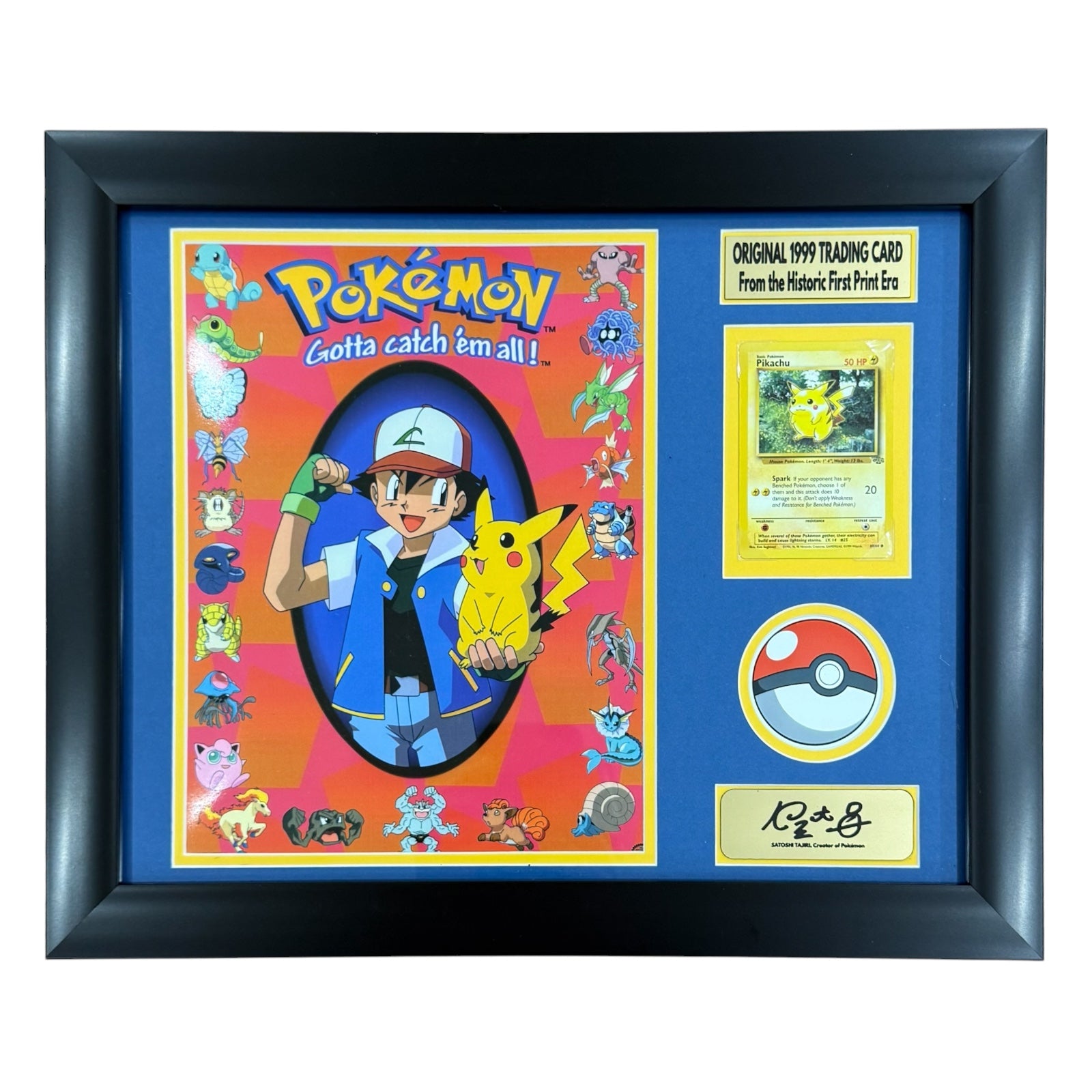 Pokemon Framed Original 1999 Pikachu Trading Card Collage