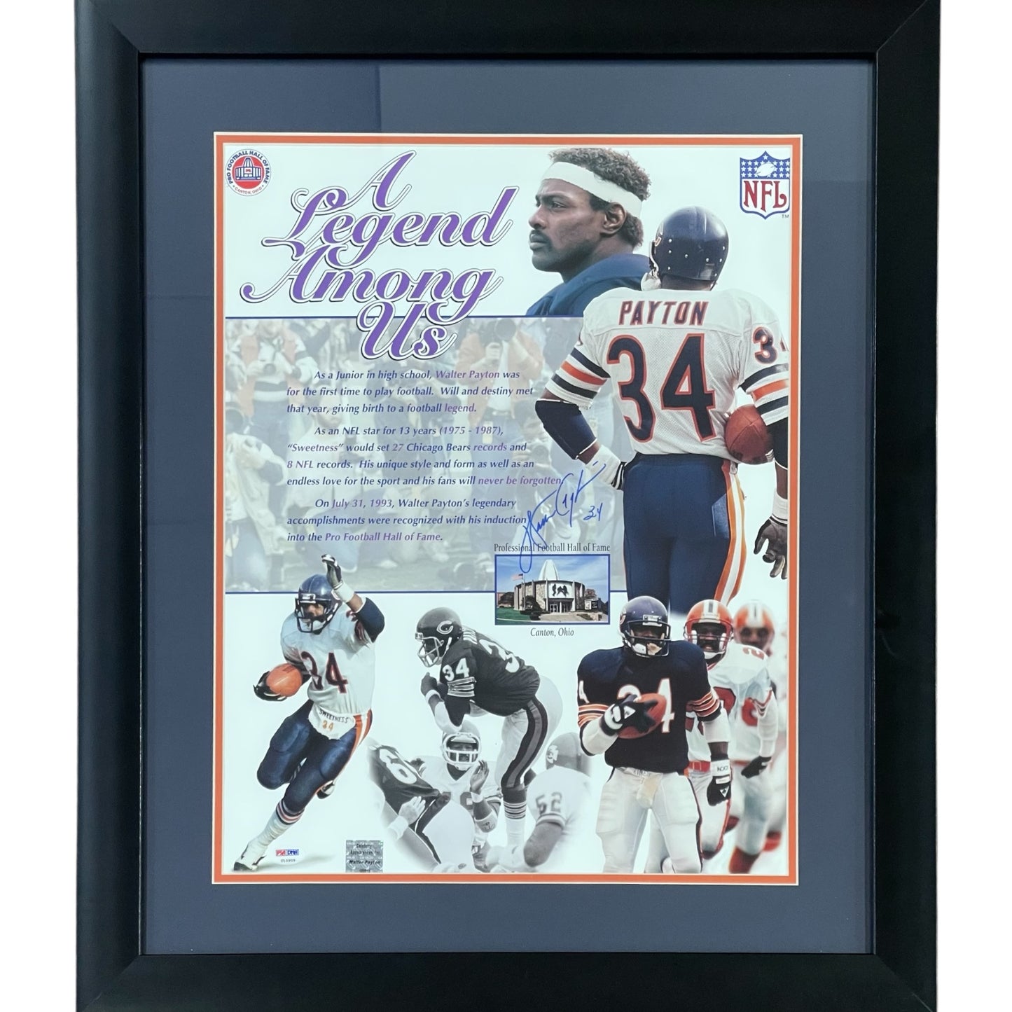 Walter Payton Autographed Chicago Bears "A Legend Among Us" Deluxe Framed 16x20 Photo