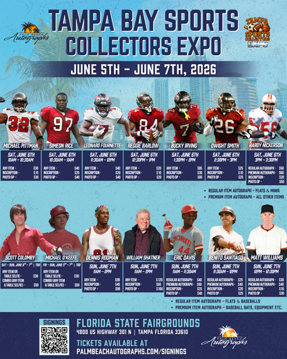 DENNIS RODMAN Chicago Bulls In-Person Autograph Event at Tampa Bay Sports Collectors Expo Public Signing Event - June 7th, 2026