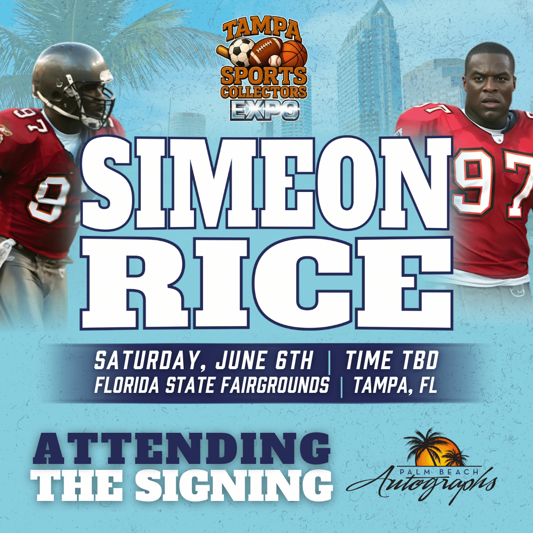 SIMEON RICE AUTOGRAPH EVENT - TAMPA BAY SPORTS COLLECTORS EXPO PUBLIC SIGNING EVENT - June 6th, 2026