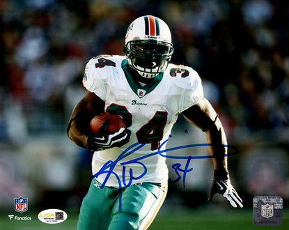 Ricky Williams Autographed Miami Dolphins (White Jersey) 8x10 Photo - JSA