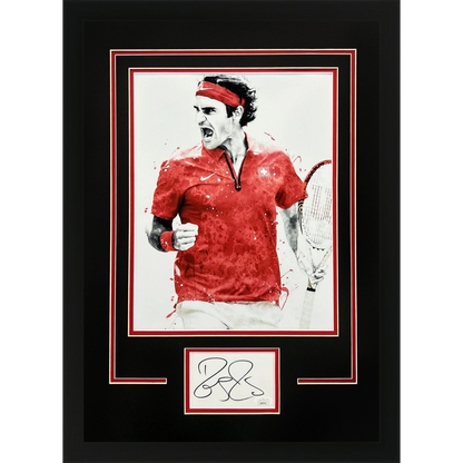 Roger Federer Autographed Tennis Deluxe Framed 11x14 Splash Art Piece - JSA